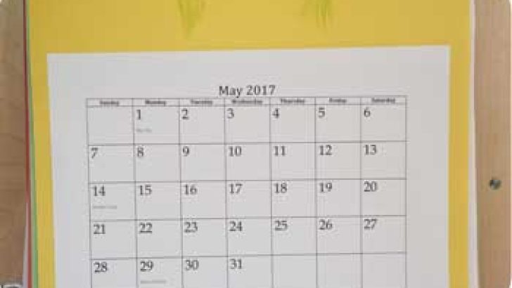 May 2017 calendar