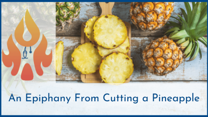 cutting a pineapple