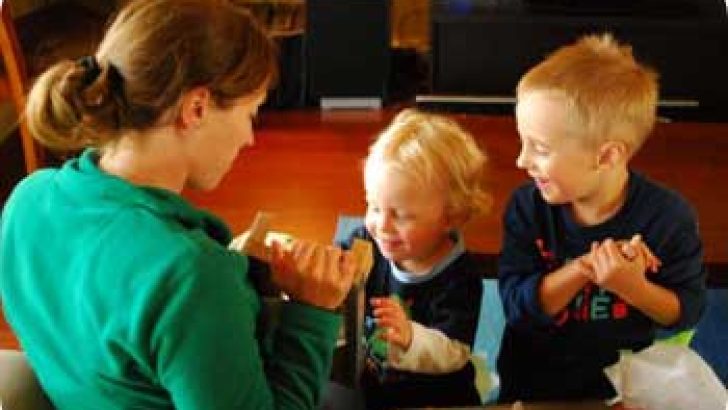 Kids receiving gifts