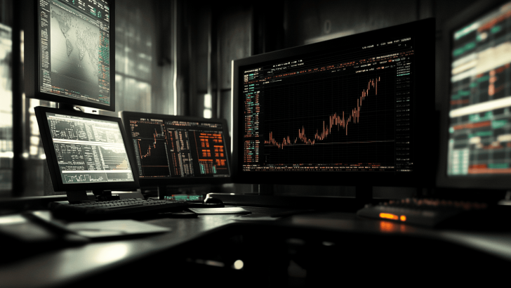 stock market analysis on a desktop